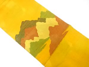 手織り紬　遠山模様織り出し　名古屋帯